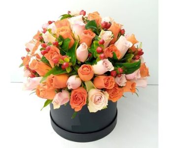 Roses Berries in Hat Box
