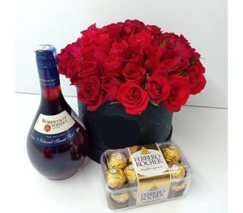 Elegant Roses Wine & Choco Combo